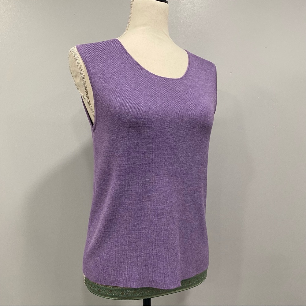 EILEEN FISHER Petite Medium Purple Silk Knit Shell